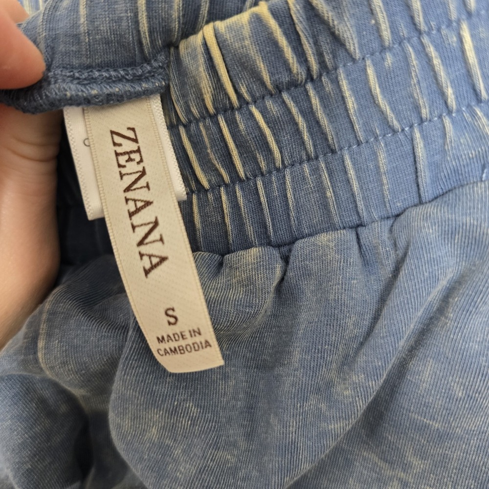 Zenana Oversized Top & Shorts Set Dusty Blue Acid Washed Cotton Women's Outfit S - Picture 6 of 15